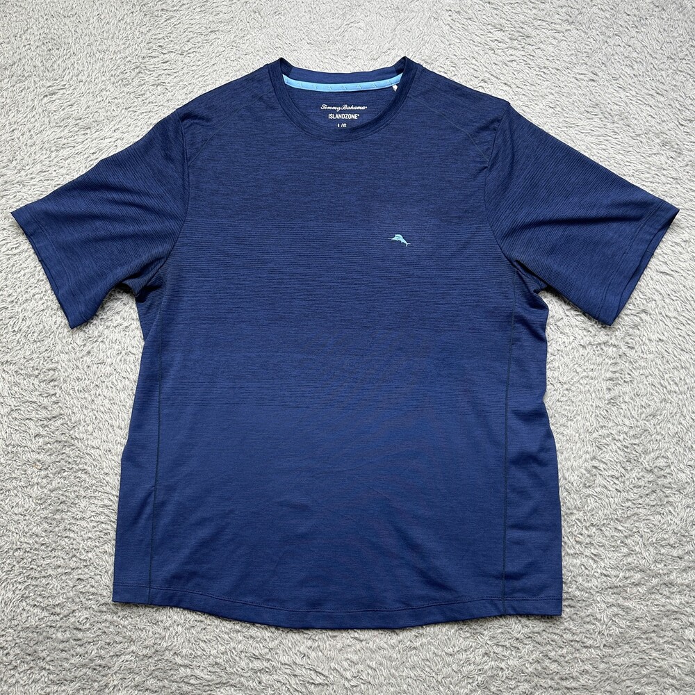 Tommy Bahama Island Zone T-Shirt Mens L Blue Polyester Lightweight